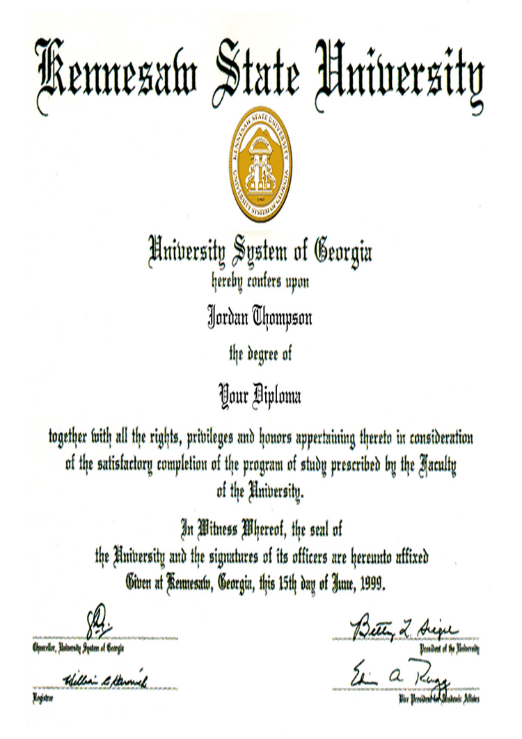 Buy college degree from The Kennesaw State University