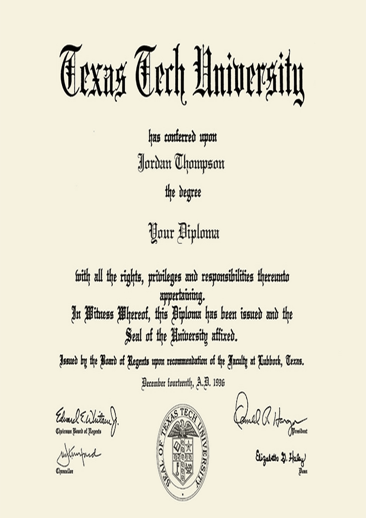 Buy college degree from The Texas Tech University